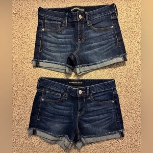 2 Pairs of Express Women’s Denim Blue Jean Shorts in Size 4